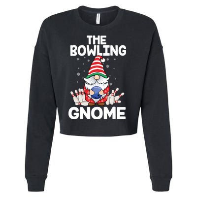 Funny Gnome Pajamas Bowling Gnome Xmas Cute Christmas Gnome Cropped Pullover Crew