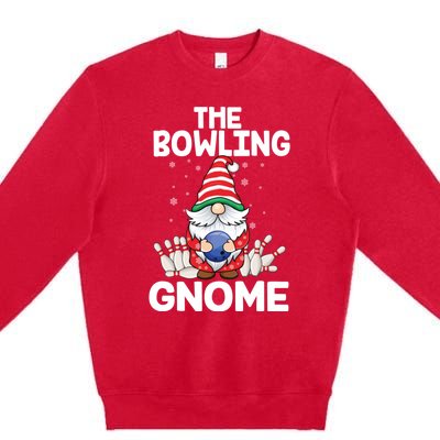 Funny Gnome Pajamas Bowling Gnome Xmas Cute Christmas Gnome Premium Crewneck Sweatshirt