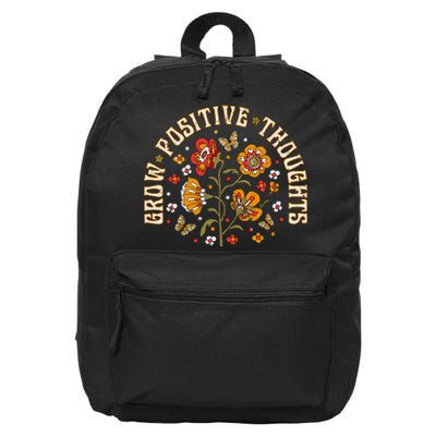 Floral Grow Positive Thoughts Boho Peace Flowers Gardeners 16 in Basic Backpack