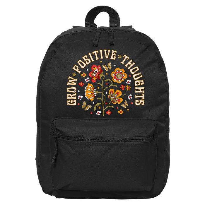 Floral Grow Positive Thoughts Boho Peace Flowers Gardeners 16 in Basic Backpack