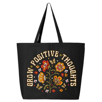 Floral Grow Positive Thoughts Boho Peace Flowers Gardeners 25L Jumbo Tote