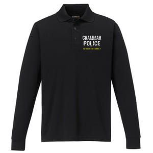 funny Grammar Police Costume Idea Performance Long Sleeve Polo