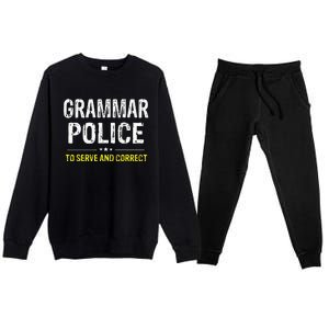 funny Grammar Police Costume Idea Premium Crewneck Sweatsuit Set