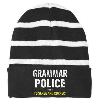 funny Grammar Police Costume Idea Striped Beanie with Solid Band