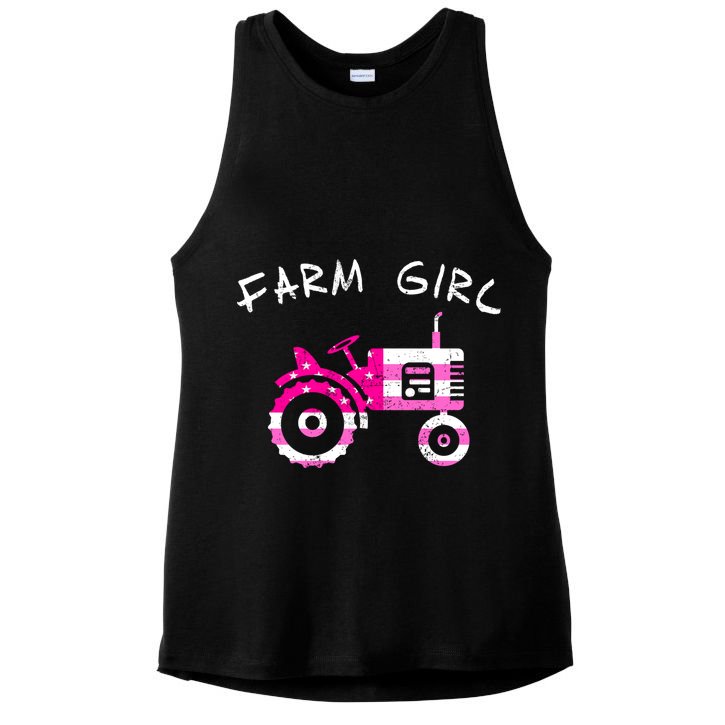 Farm Girl Pink Vintage Tractor Cool Gift Womens Gift Ladies PosiCharge Tri-Blend Wicking Tank