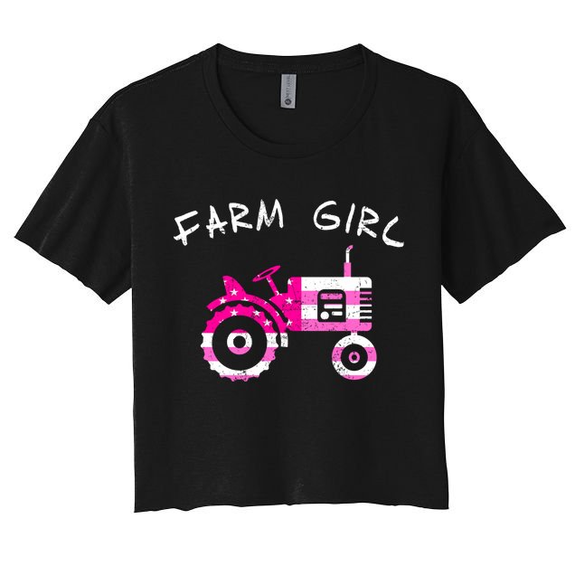 Farm Girl Pink Vintage Tractor Cool Gift Womens Gift Crop Top