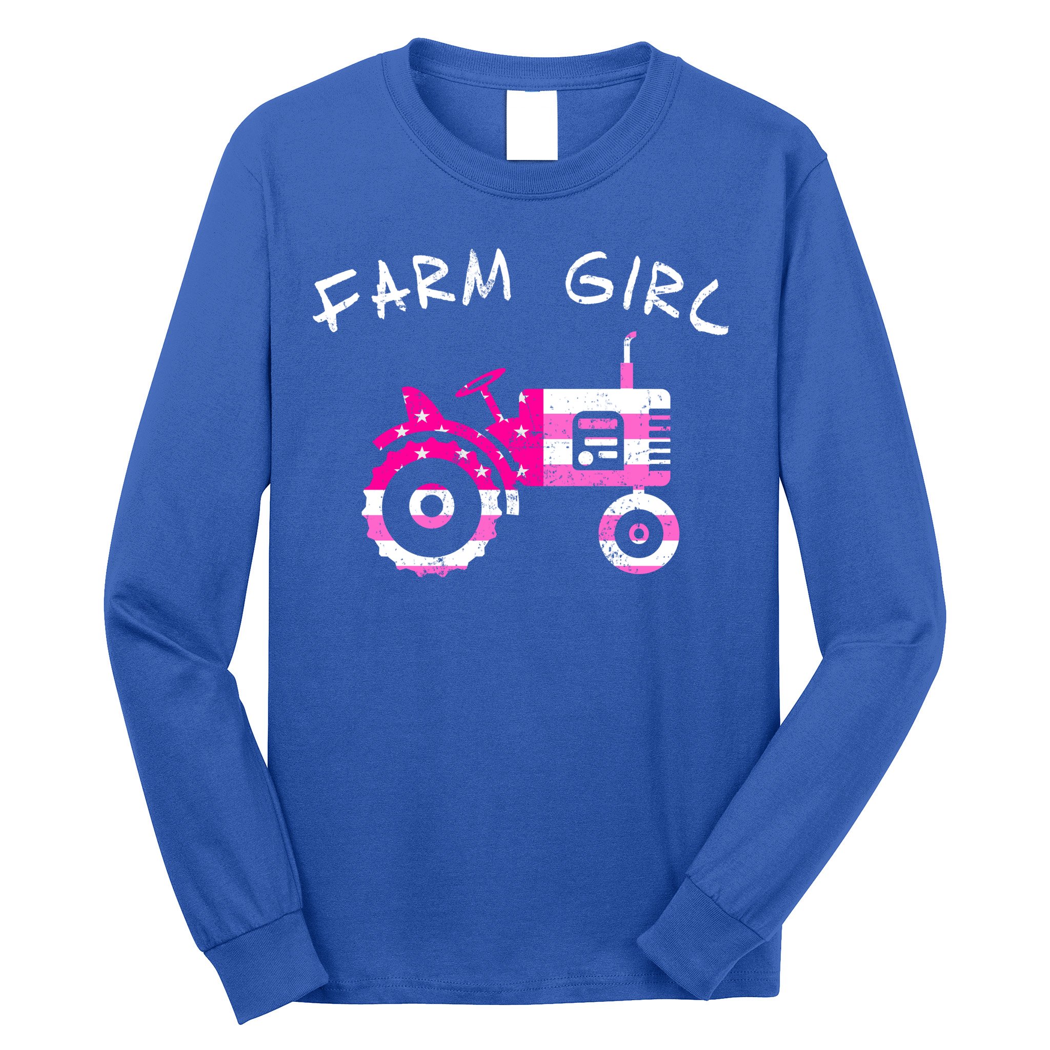 Farm Girl Pink Vintage Tractor Cool Gift Womens Gift Long Sleeve Shirt