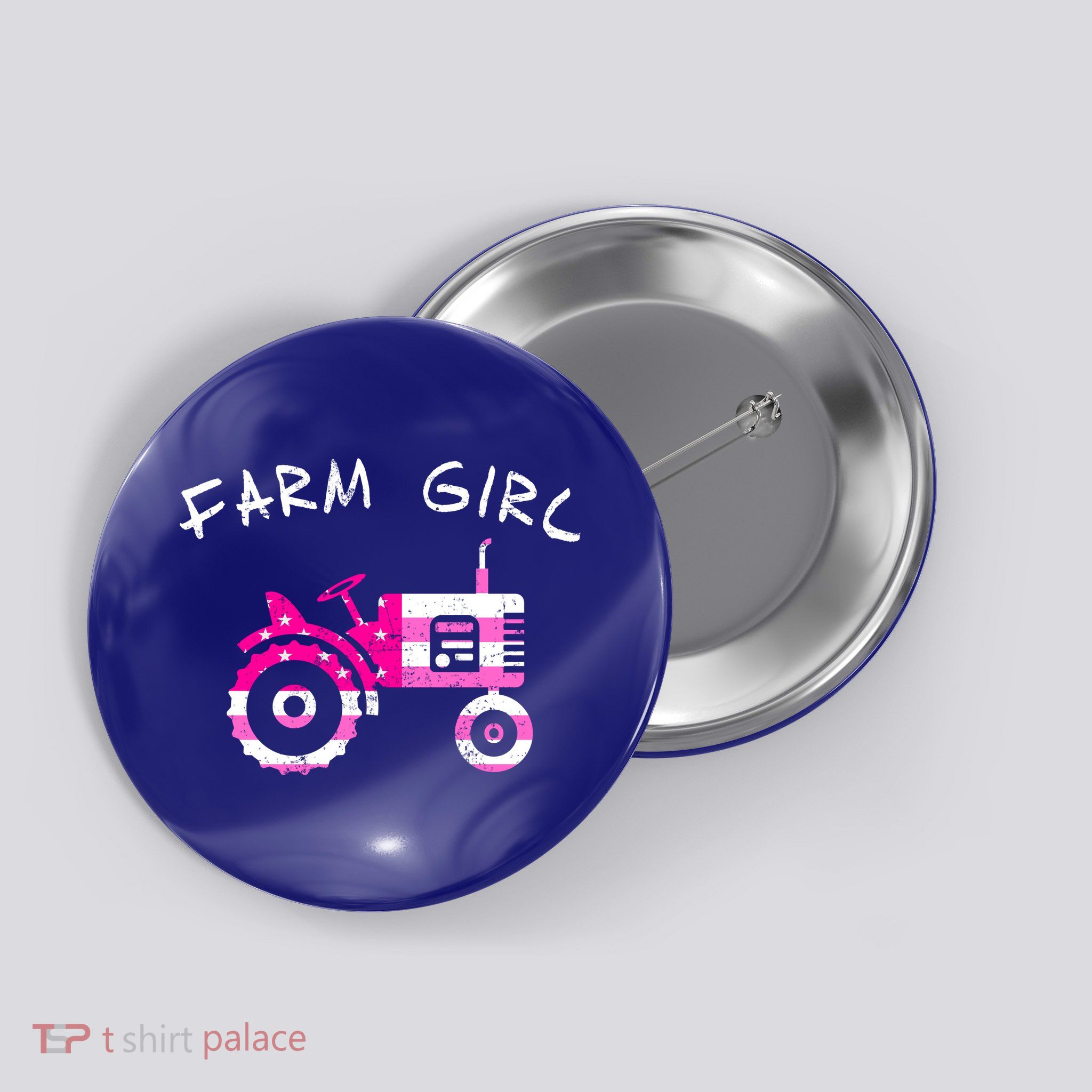 Farm Girl Pink Vintage Tractor Cool Gift Womens Gift Button
