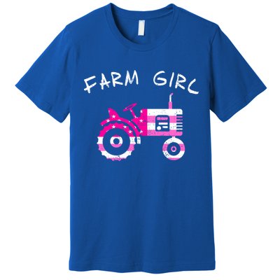 Farm Girl Pink Vintage Tractor Cool Gift Womens Gift Premium T-Shirt