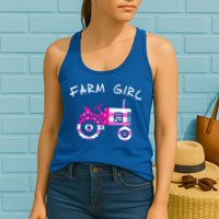 Farm Girl Pink Vintage Tractor Cool Gift Womens Gift Womens Tank Top