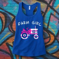 Farm Girl Pink Vintage Tractor Cool Gift Womens Gift Womens Tank Top