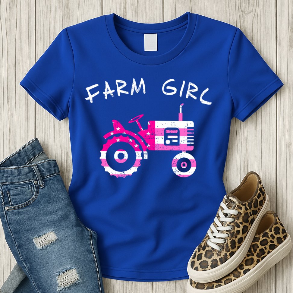 Farm Girl Pink Vintage Tractor Cool Gift Womens Gift Womens T-Shirt