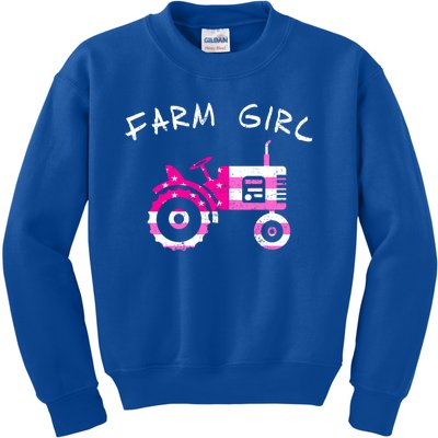 Farm Girl Pink Vintage Tractor Cool Gift Womens Gift Kids Sweatshirt