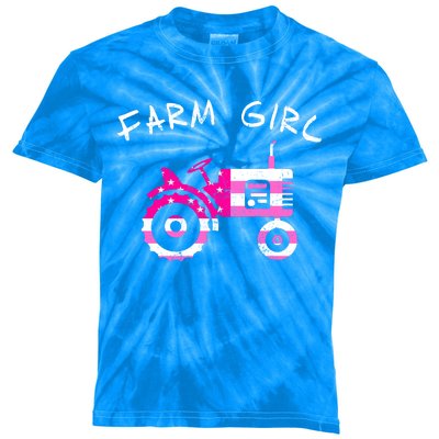 Farm Girl Pink Vintage Tractor Cool Gift Womens Gift Kids Tie-Dye T-Shirt