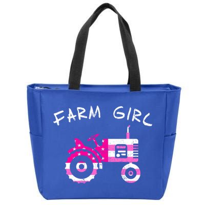 Farm Girl Pink Vintage Tractor Cool Gift Womens Gift Zip Tote Bag