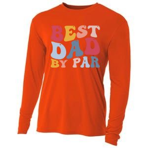 Funny Golf Player Golfing Golfer Best Dad By Par Gift Cooling Performance Long Sleeve Crew