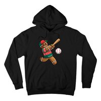 Funny Gingerbread Playing Baseball Christmas Lights Xmas Pjs Hoodie