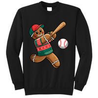 Funny Gingerbread Playing Baseball Christmas Lights Xmas Pjs Sweatshirt