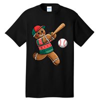 Funny Gingerbread Playing Baseball Christmas Lights Xmas Pjs Tall T-Shirt