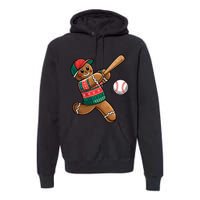 Funny Gingerbread Playing Baseball Christmas Lights Xmas Pjs Premium Hoodie