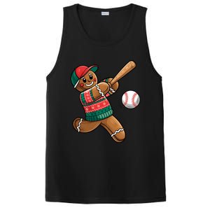 Funny Gingerbread Playing Baseball Christmas Lights Xmas Pjs PosiCharge Competitor Tank