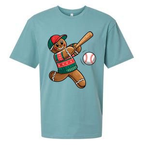 Funny Gingerbread Playing Baseball Christmas Lights Xmas Pjs Sueded Cloud Jersey T-Shirt