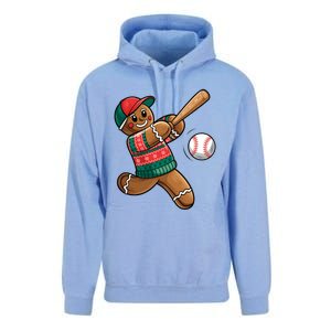 Funny Gingerbread Playing Baseball Christmas Lights Xmas Pjs Unisex Surf Hoodie