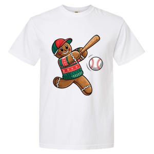 Funny Gingerbread Playing Baseball Christmas Lights Xmas Pjs Garment-Dyed Heavyweight T-Shirt