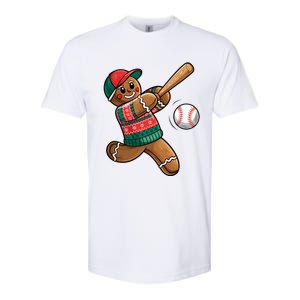 Funny Gingerbread Playing Baseball Christmas Lights Xmas Pjs Softstyle CVC T-Shirt