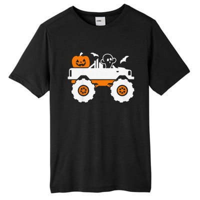 Funny Ghost Pumpkin Riding Monster Truck Lazy Halloween Costume Tall Fusion ChromaSoft Performance T-Shirt