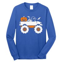 Funny Ghost Pumpkin Riding Monster Truck Lazy Halloween Costume Long Sleeve Shirt