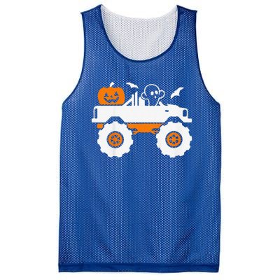 Funny Ghost Pumpkin Riding Monster Truck Lazy Halloween Costume Mesh Reversible Basketball Jersey Tank