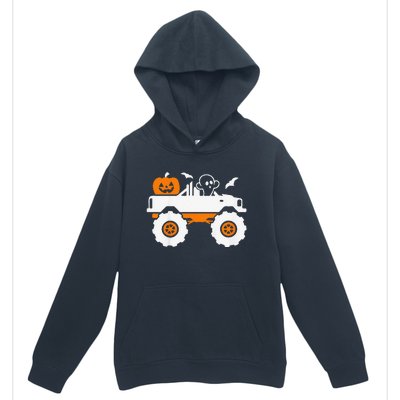 Funny Ghost Pumpkin Riding Monster Truck Lazy Halloween Costume Urban Pullover Hoodie