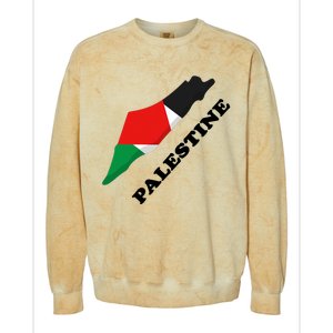 Free Gaza Palestine Flag Arabic Pray For Palestine Colorblast Crewneck Sweatshirt