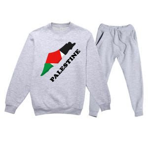 Free Gaza Palestine Flag Arabic Pray For Palestine Premium Crewneck Sweatsuit Set