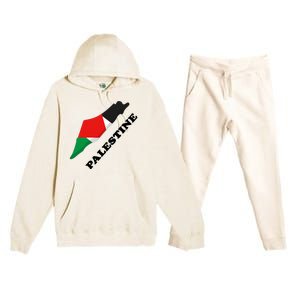 Free Gaza Palestine Flag Arabic Pray For Palestine Premium Hooded Sweatsuit Set