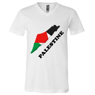 Free Gaza Palestine Flag Arabic Pray For Palestine V-Neck T-Shirt