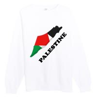 Free Gaza Palestine Flag Arabic Pray For Palestine Premium Crewneck Sweatshirt