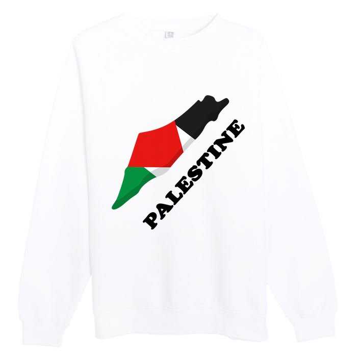 Free Gaza Palestine Flag Arabic Pray For Palestine Premium Crewneck Sweatshirt