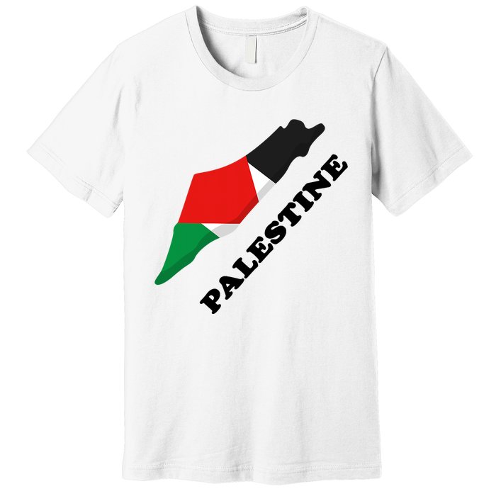 Free Gaza Palestine Flag Arabic Pray For Palestine Premium T-Shirt