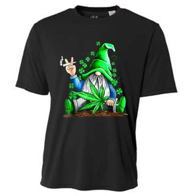 Funny Gnome Pot Leaf 420 Marijuana Weed St Patrick's Day Cooling Performance Crew T-Shirt