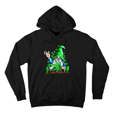 Funny Gnome Pot Leaf 420 Marijuana Weed St Patrick's Day Hoodie