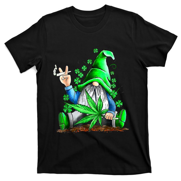 Funny Gnome Pot Leaf 420 Marijuana Weed St Patrick's Day T-Shirt