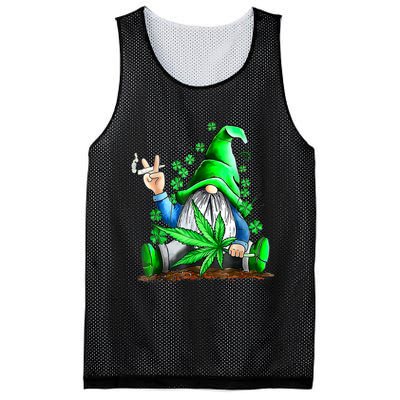 Funny Gnome Pot Leaf 420 Marijuana Weed St Patrick's Day Mesh Reversible Basketball Jersey Tank