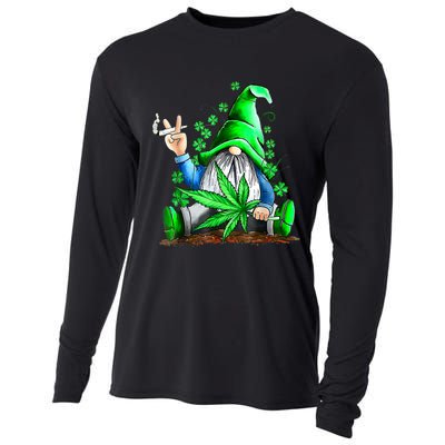 Funny Gnome Pot Leaf 420 Marijuana Weed St Patrick's Day Cooling Performance Long Sleeve Crew