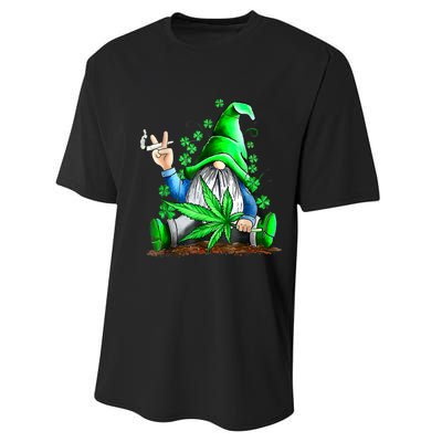 Funny Gnome Pot Leaf 420 Marijuana Weed St Patrick's Day Performance Sprint T-Shirt