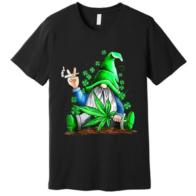 Funny Gnome Pot Leaf 420 Marijuana Weed St Patrick's Day Premium T-Shirt