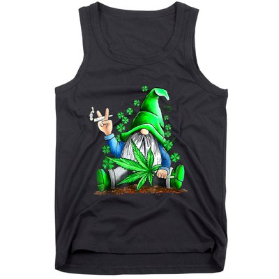 Funny Gnome Pot Leaf 420 Marijuana Weed St Patrick's Day Tank Top