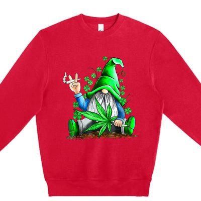 Funny Gnome Pot Leaf 420 Marijuana Weed St Patrick's Day Premium Crewneck Sweatshirt