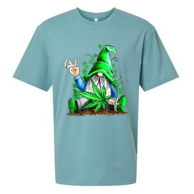 Funny Gnome Pot Leaf 420 Marijuana Weed St Patrick's Day Sueded Cloud Jersey T-Shirt